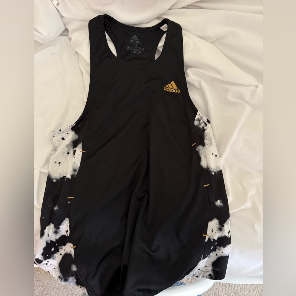 Adidas Black Tank Top with Gold Logo